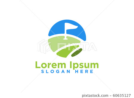 Flag, hills, Golf Logo Designs, Vector 60635127