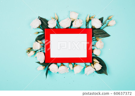 Frame with flowers and glitter in trendy colors. Frame with flowers and glitter in trendy colors. 60637372