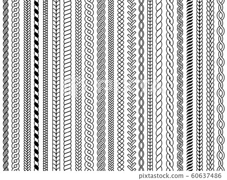 Plaits pattern. Ornamental braids knitting cable fashion textile structures graphic vector seamless illustrations 60637486