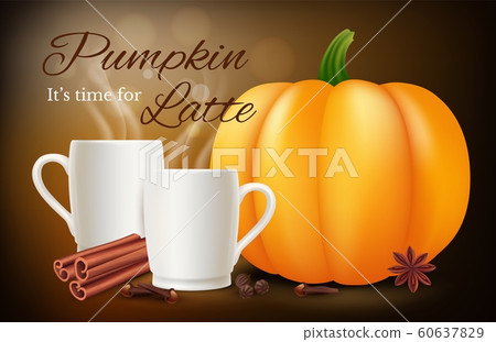 Pumpkin spice latte. Vector realistic coffee... - Stock Illustration ...