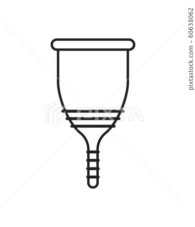 Vector flat black outline woman menstrual cup 60638062