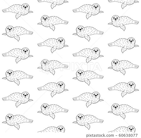 Vector seamless pattern of hand drawn baby seal 60638077