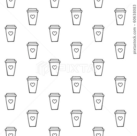 Vector seamless pattern of doodle take away coffee Vector seamless pattern of doodle take away coffee 60638083