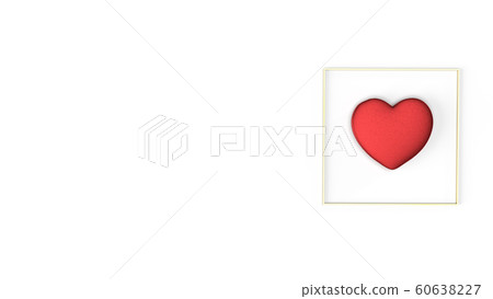 The red heart and gold Fram on white background... - Stock Illustration ...