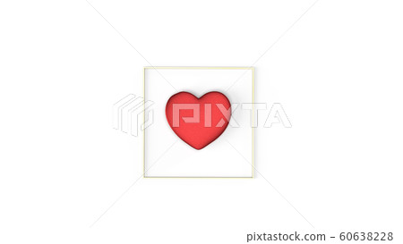 The red heart and gold Fram on white background... - Stock Illustration ...