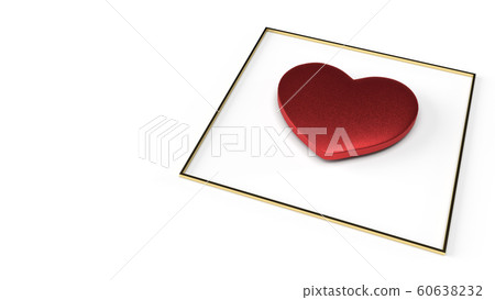 The red heart and gold Fram on white background... - Stock Illustration ...