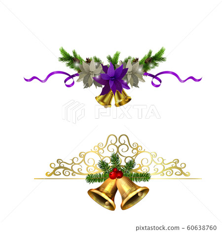 Christmas decorations with fir tree golden jingle bells Christmas decorations with fir tree golden jingle bells 60638760