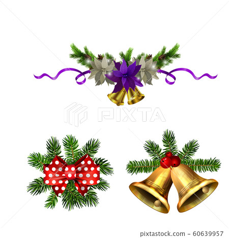 Christmas decorations with fir tree golden jingle bells Christmas decorations with fir tree golden jingle bells 60639957