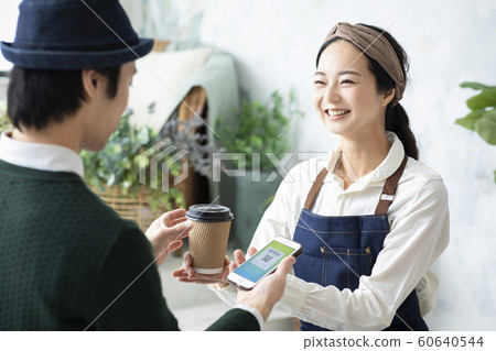 智能手機付款無現金（應用程序屏幕是為Pixela創建的虛擬屏幕） 60640544