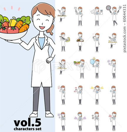 Set of various poses of a female doctor wearing... - Stock Illustration  [60644331] - PIXTA