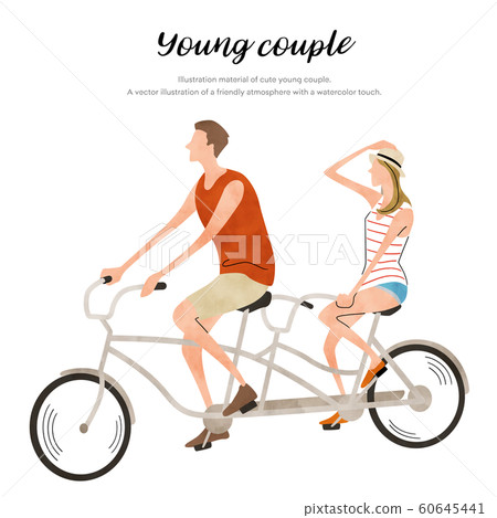 Illustration material: summer fashion, couple, bicycle 60645441