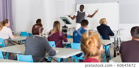 African American teacher giving presentation for students 60645672