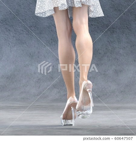 美腿女人穿著玻璃鞋perming3DCG插圖素材 60647507