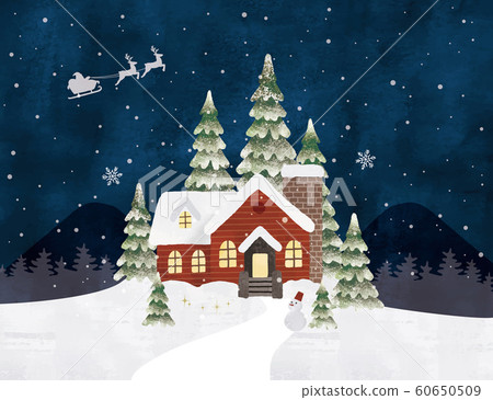 Christmas house and snow watercolor Christmas house and snow watercolor 60650509