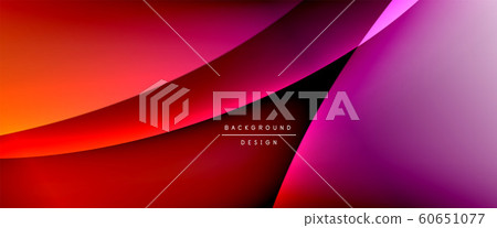 Wave liquid style lines with shadows and light on gradient background. Trendy simple fluid color gradient abstract background with dynamic straight shadow line effect 60651077