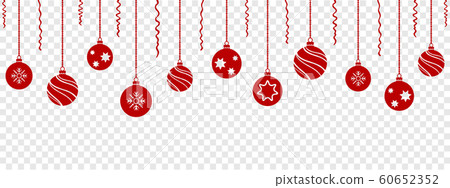 Set of red Christmas balls hanging ornaments Set of red Christmas balls hanging ornaments 60652352
