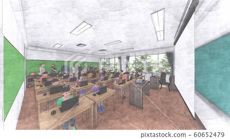 Elementary school classroom PC class visit illustration 24 Elementary school classroom PC class visit illustration 24 60652479