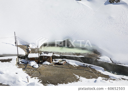 Manza Onsen hot spring field covered with snow Manza Onsen hot spring field covered with snow 60652503