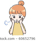 An illustration of a woman who is disappointed with her hand on her cheek 60652796