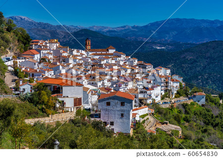 White Andalusian village, pueblo blanco Algatocin. Province of Malaga, Spain 60654830