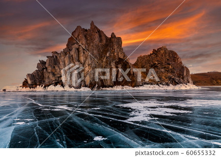 Ice patterns on Lake Baikal. Siberia, Russia 60655332