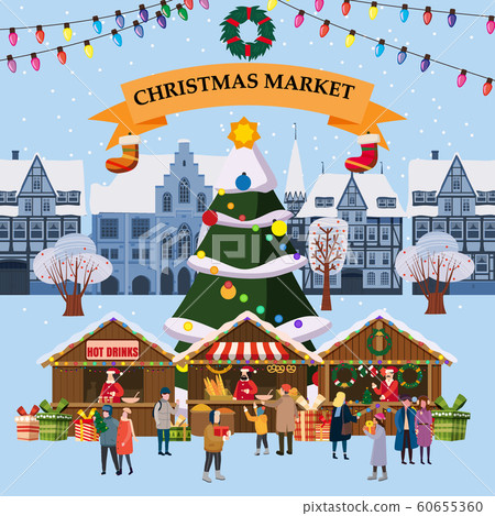 Download Christmas Village Winter Town Souvenirs Stock Illustration 60655360 Pixta PSD Mockup Templates