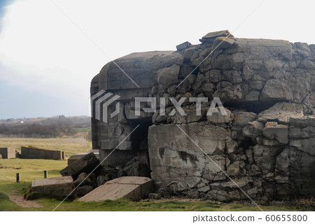 ruins of german bunker in the beach of Normandy, ruins of german bunker in the beach of Normandy, 60655800