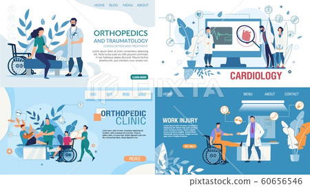 Medical Flat Landing Page Design Templates Set 60656546