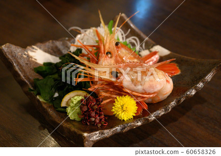 Fresh seafood dish shrimp sashimi 60658326