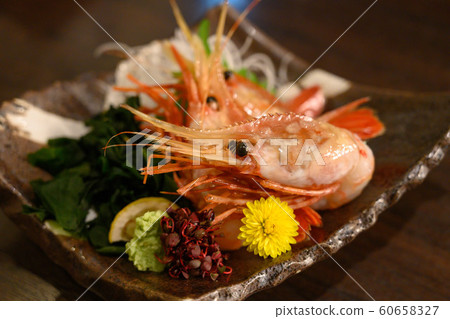 Fresh seafood dish shrimp sashimi 60658327