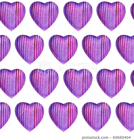 Seamless pattern with watercolor hearts. - Stock Illustration [60660404 ...