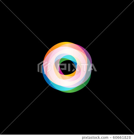 Twist colorful logo. Letter O. Media isolated vector logo. Abstract logo collection. Shiny logotype. Hurricane, tornado graphic illustrations. Circle icon. Colorful abstract symbols. 60661828