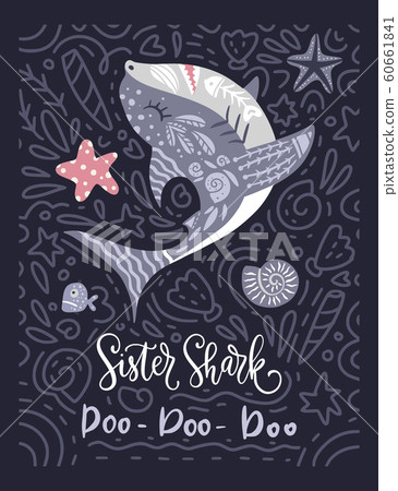 Shark animal vector card. Shark animal vector card. 60661841