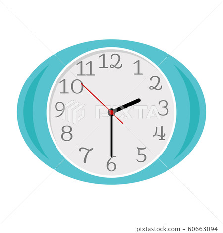 Blue oval clock isolated on white Blue oval clock isolated on white 60663094