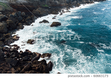 A powerful storm in the Atlantic Ocean in a bay on the coast of Tenerife. 60663173