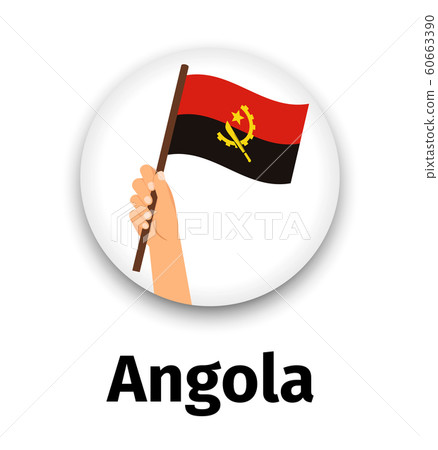 Angola flag in hand, round icon Angola flag in hand, round icon 60663390