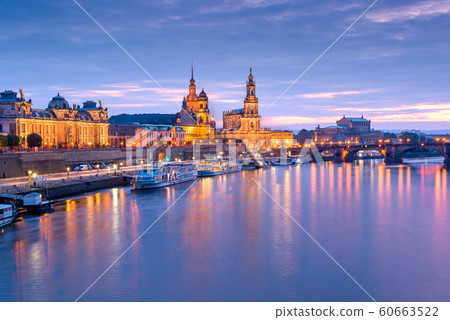 Dresden, Germany cityscape of cathdedrals over the 60663522