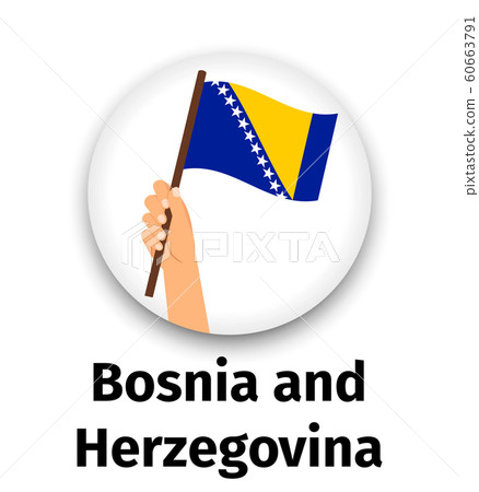Bosnia and Herzegovina flag in hand 60663791