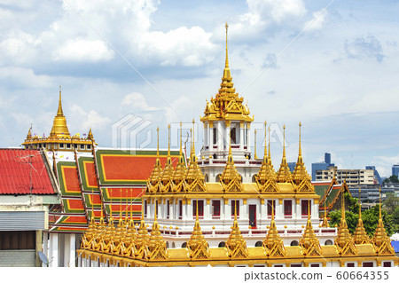 The Loha Prasart, Grand Golden Metal Pagoda at Wat Ratchanadda Temple, bangkok, Thailand 60664355