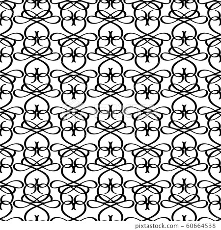 Cute black linear pattern with swirls Cute black linear pattern with swirls 60664538