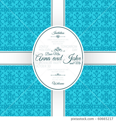 Invitation card with blue arabic pattern 60665217