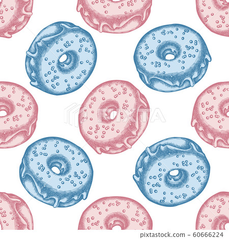 Seamless pattern with hand drawn pastel donut Seamless pattern with hand drawn pastel donut 60666224