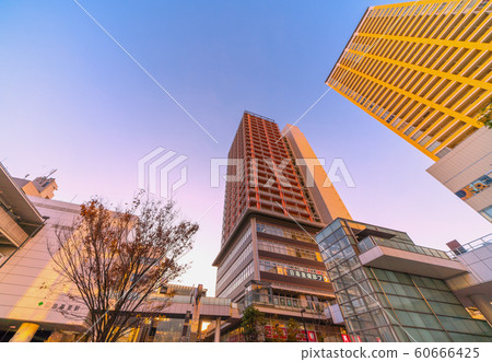 Tokyo cityscape in Japan overlooking the tower apartments in front of Nippori Station Tokyo cityscape in Japan overlooking the tower apartments in front of Nippori Station 60666425
