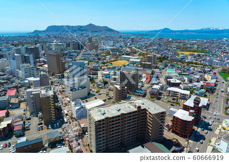 Overlooking Hakodate City Goryokaku Observatory Hokkaido Japan 60666919