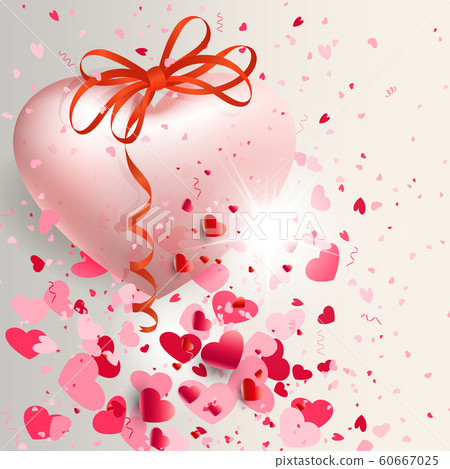 Light illustration with a big heart with a bow and ribbon 60667025