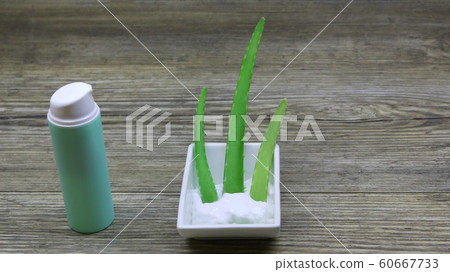 Spa, natural skin care, cream with aloe juice. Beauty. Asian cosmetics Spa, natural skin care, cream with aloe juice. Beauty. Asian cosmetics 60667733