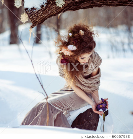 beautiful girl in the winter forest beautiful girl in the winter forest 60667988