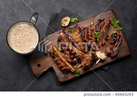 Barbecue beef ribs with bbq sauce sliced 60669265