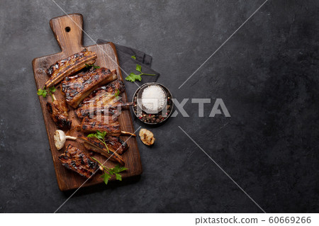 Barbecue beef ribs with bbq sauce sliced Barbecue beef ribs with bbq sauce sliced 60669266