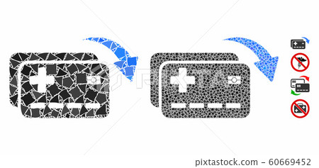 Medical insurance cards transfer Mosaic Icon of Tuberous Parts 60669452